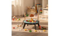 Wooden Play Grill Freestanding Toy Barbecue Grill indoor/outdoor Pretend Barbecue for Kids, Toddlers, Playroom