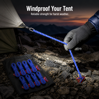 Reflective Guy Ropes with Quick Adjusters and Storage Bag for Outdoor Tents and Tarps