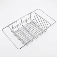 Extendable Dish Rack and Stainless Steel Dish Drainer, Over the Sink Dish Rack for Space-Saving Kitchen Sink Organizer, Modern Minimalist Style