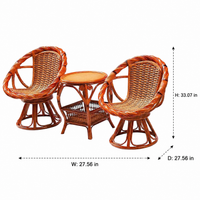 6 Piece Rattan Garden Furniture Set, Reddish Brown Garden Table and Chairs, Patio Furniture Set with Cushions for Alfresco Dining