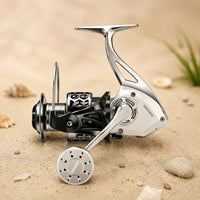 6000 Series Reel Silver and Black Metal Rotating Fishing Reel Compact
