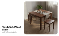 Solid Lumber Square Table Space-Saving Design Small Apartment Dining Table Sturdy Construction for Homeowners, Students, Living Room, Kitchen