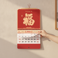2026 Thickened Large Tear-Off Wall Calendar with Auspicious Character Design for Home and Office