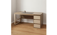 Wide Desktop Desk with Drawers and Shelves Low Formaldehyde Computer Desk with Drawers Industrial Design Home Office Study Table Combination Lock Drawer