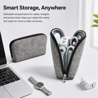 Electronics Organiser Cable Storage Travel Pouch, Water-Resistant Polyester Cable Organiser Bag, 24x6x13.5cm Portable Storage for Digital Nomads