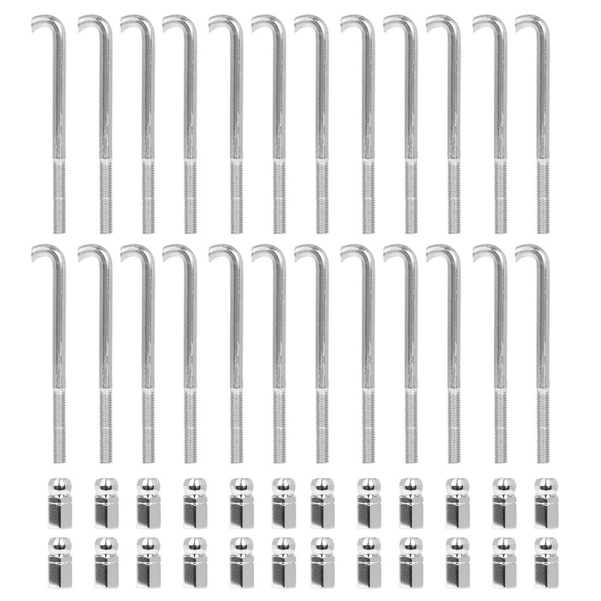 48 Pieces Banjo Hook and Nut Kit Banjo Tailpiece Hook Set Chrome Musical Instrument Parts for Repair, Replacement