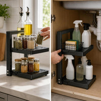 Multi-layer Adjustable Pot and Pan Storage Rack for Kitchen Counter and Cabinet