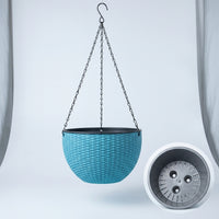 Plant Pots and Hanging Basket for Outdoor Plants, Self Watering Indoor Plant Pot with Chain, Rural Style Wicker Planter, Thickened Flower Pots