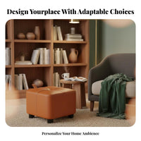 Stackable Design Upholstered Cube Pouf Versatile Use Low Stool Sturdy Frame Home Furniture Modern Design for Homeowners, Apartment Dwellers, Living Room, Entryway, Small Areas, Bedroom