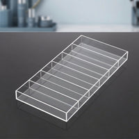6-Compartment Acrylic Cosmetic Storage Box Rectangular Eyeglass Organizer with Six Compartments Easy Access Makeup Brush Tray Space-Saving for Beauty Enthusiasts