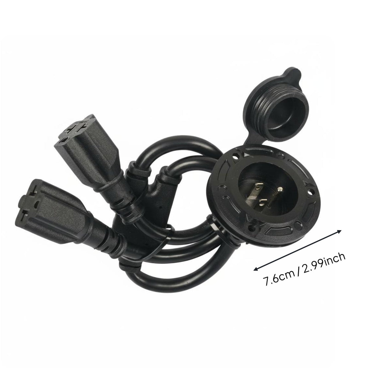 Heavy Duty 12AWG Wire NEMA 5-20P Inlet to Two 5-20R Outlet Weatherproof Cover RV Power Inlet with Splitter ETL Certified Vehicle Electrical Part for Boat Owners, DIY Enthusiasts, Recreational Vehicle Van, Food Truck