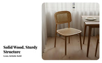 Ergonomic Design Solid Wood Rattan Chair Mortise and Tenon Joinery Rattan Dining Chair Easy to Clean Household Furniture Polished Rounded Border S for Restaurant Owners, Interior Designers, Living Room, Bedroom, Home Office, Lounge