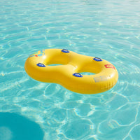 Easy-Grip Double Swim Float Long-Lasting Inflatable Double Tube Portable Swim Float with Handles Sturdy for Couples, Adults, Families, Beach, Resort
