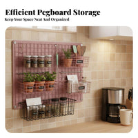 Grid Wall Storage Basket Multi-Functional Grid Panel Hanging Basket Space-Saving Hanging Metal Holder for Retailers, Students, Kitchen, Office