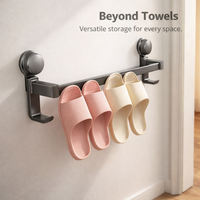 Towel Bar and Wall Mount Rack for Washroom Organization, Hanging for Small Space and Students