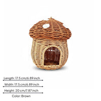 Toadstool-Style Birdhouse Domed Top Rattan Birdhouse Natural Finish