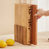 Solid Wood Book-Shaped Cutting Board Set Labeled Food Prep Board Set Proof Kitchenware Double-Sided Use for Home Cooks, Countertop