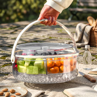 Compartment Food Tray Carry Handle Fruit Storage Container Faceted