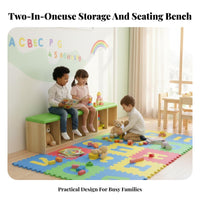 child-safe Height Padded Shoe Cubby Bench Multi-Functional Design Cubby Bench with padding Multifunctional children's Furniture Space-Saving for Toddlers, Homeowners, Kindergarten, Dance Studio, Classroom, Entryway