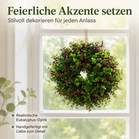 Artificial Wreath All Year Round, Eucalyptus Wreath 30-100cm, Door Decoration For Front Door And Outdoor Area, Nordic Summer Wreath