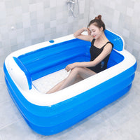 Inflatable Double Bathtub New Three-Layer Children's Folding Bathtub Enlarged Thickened Double Backrest Soaking Tub Adult Pool