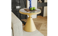 Round Side Table Modern Pedestal Table Glossy Furniture for Living Room, Reading Corner, Apartment