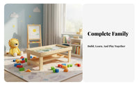 Modular Brick Table Solid Wood Construction Multi-Functional Play Table Rounded Corners Convertible Study Desk for Kindergarten, Daycare, Living Room