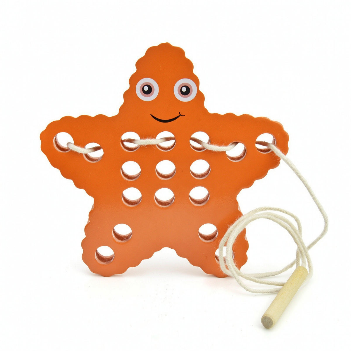 Wooden Threading Board Fine Motor Starfish Lacing Toy Threading Board with Stick Educational Wooden Lacing Toy Child-Friendly