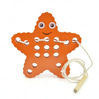Wooden Threading Board Fine Motor Starfish Lacing Toy Threading Board with Stick Educational Wooden Lacing Toy Child-Friendly