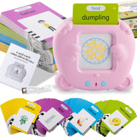 Cartoon Card Learning Machine Screenscreenless Language Learning Toy with Cards Clear Voice Talking Flash Cards Reader Reusable for Toddlers
