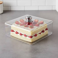 rectangle Dish Cover with Knob Transparent Cake Dome Dustproof Cake Cloche for Kitchen