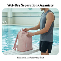 Dry Wet Separation Backpack Gender-Neutral Design Waterproof Swimming Backpack Large Capacity Fitness Rucksack for Swimmers, Beach, Outdoor Activities