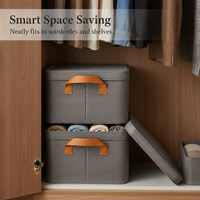 Fabric Wardrobe Storage Box with Lid, Foldable Clothes Organizer for Home Dormitory