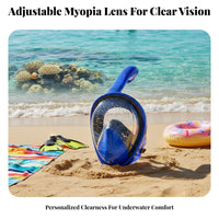 Anti-Fog Full Face Snorkel Mask Leak-Proof Snorkel Mask Adjustable Straps for Children, Nearsighted People, Beach, Travel, Vacation