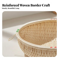 Handmade Round Woven Platter Multi-Purpose Food Basket Multipurpose Kitchenware Long-Lasting for Homemakers, Gift Givers, Kitchen, Dining Table, Living Room, Entryway