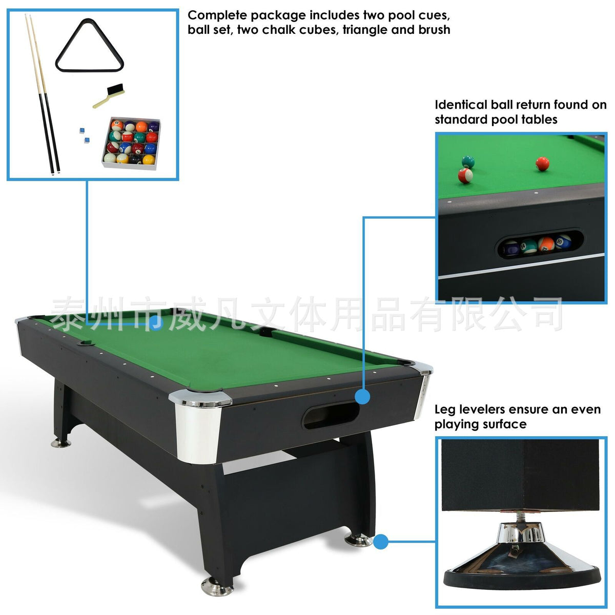 VIVAN 9-Foot Indoor Billiard Pool Table for Home Entertainment