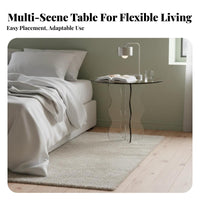 Minimalist Design C-Shaped Side Table Space-Saving Household Furniture Transparent Look Multi-Functional for Apartment Dwellers, Home Workers, Living Room, Bedroom, Small Spaces, Office