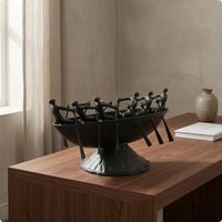 Human Figure Sculpture Shiny Metal Finish Textured Metal Sculpture Abstract Figurine for Bedroom