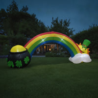 Inflate Inflatable Arch with Leprechaun Lighted Inflatable Rainbow with Pot of Gold Outdoor Yard Decor Giant for Homeowners, Party Hosts, Lawn, Garden