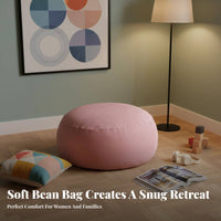 Soft & Comfortable Round Pouf Ottoman Lightweight & Portable Beanbag Chair Versatile Use Floor Seating High Resilience for Students, Parents, Balcony, Small Areas, Living Room, Lounge Area