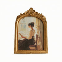 Arched Photo Frame Antique Gold Baroque Picture Frame Ornate Vintage-Inspired for Dresser, Bedside Table