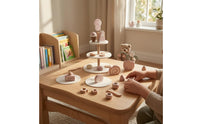 Miniature Tea and Dessert Set Floral Wooden Pretend TeaSet Smooth Rounded Edges