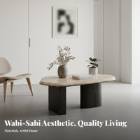 Sculptural Low Table Wabi-Sabi Aesthetic Bean-Shaped Coffee Table Natural Aesthetic Irregular Shape for Apartment Dwellers