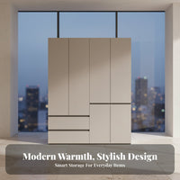 Hinged Door Closet Sturdy Construction Modern Wardrobe Strong Load-Bearing Clothes Storage Cabinet for Homeowners, Families, Cloakroom, Dressing Room