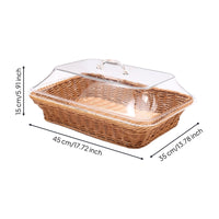 Bread Basket with Acrylic Lid Rectangular Bread Basket with Lid Hygienic for Dining Table