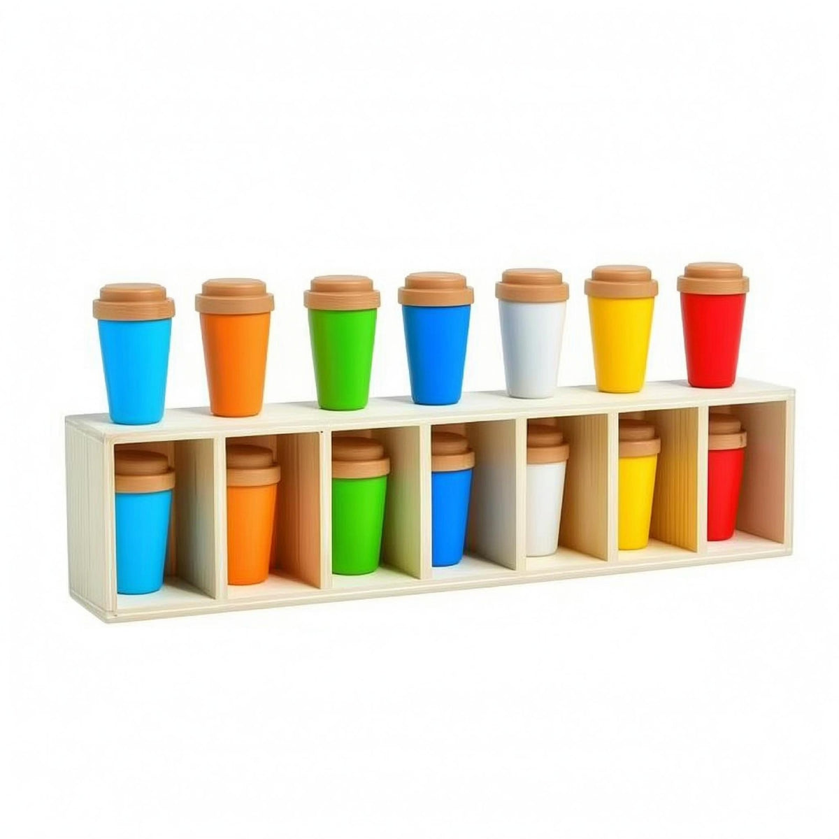 Brightly Colored Color Matching Bottle Game Rounded Bottle Color Match Game Memory Training Wooden Tray Toy Easy to Store