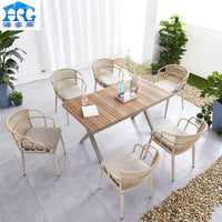 Outdoor Wicker Patio Dining Set with Square or Round Table and Four Chairs