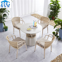 Outdoor Wicker Patio Dining Set with Square or Round Table and Four Chairs