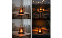 Campfire Lamp with Handle Flickering Decorative Lantern Ambient for Camping