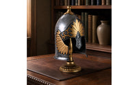 Gold Trim Silver Roman Helmet Ornament Lustrous Finish Roman Warrior Helmet Tabletop Decoration Home Decor for Bar, Restaurant